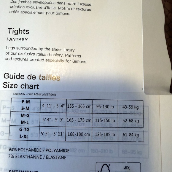 Love & diamonds black sheer pantyhose fantasy tights made in Italy NWT - Picture 7 of 8